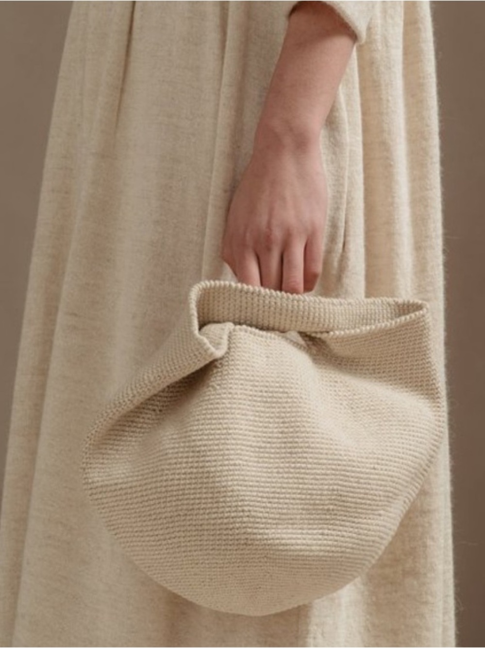 Lauren Manoogian crochet natural soft baby bowl bag cream NWOT